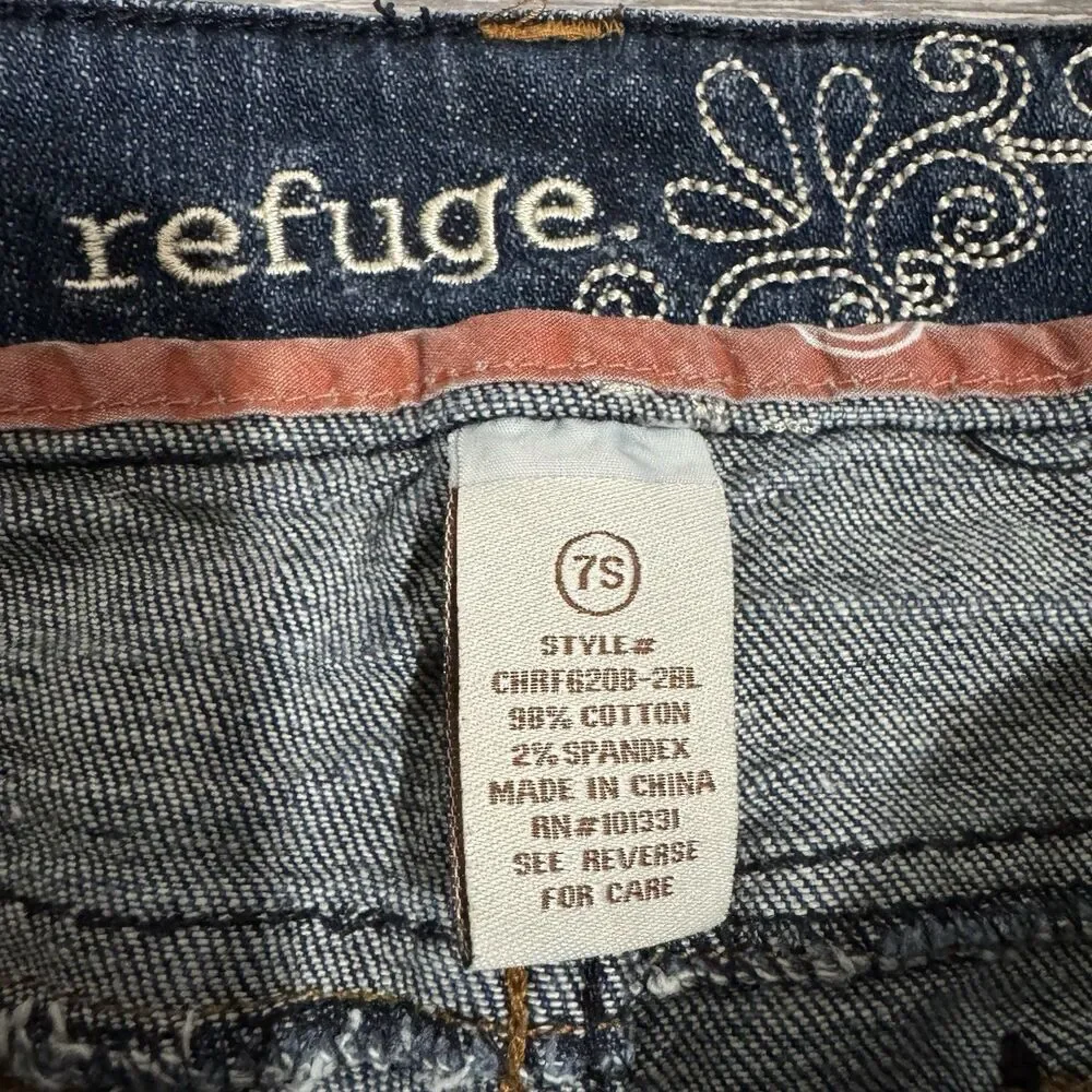 Refuge Women Blue Wide Flared‎ Leg Short Rise Y2K Size 7S